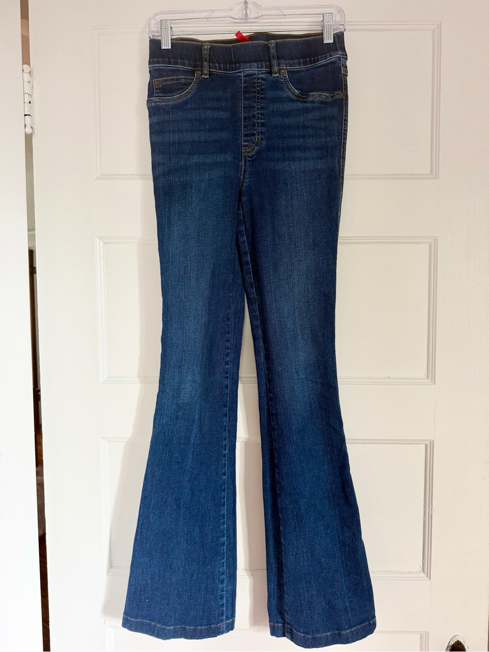 SPANX Flare Jeans Small Dark Wash Pull On Stretch Denim